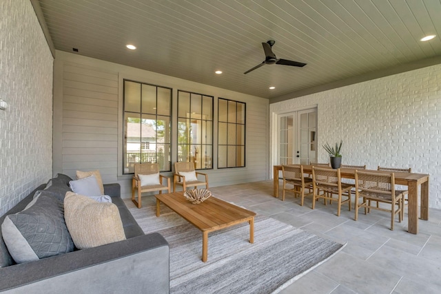 128 Alton Rd, Nashville, TN 37205 - view of patio featuring french doors, outdoor lounge area, outdoor dining space, and a ceiling fan