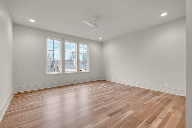 128 Alton Rd, Nashville, TN 37205 - spare room with light wood-style flooring, a ceiling fan, recessed lighting, and baseboards