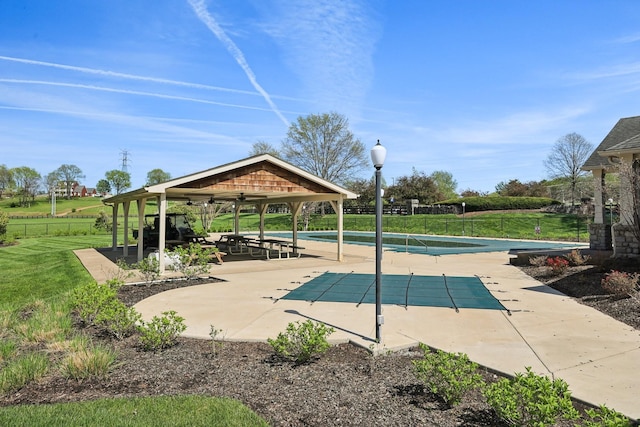 245 Wisteria Dr, Franklin, TN 37064 - pool with a patio, a gazebo, fence, and a lawn