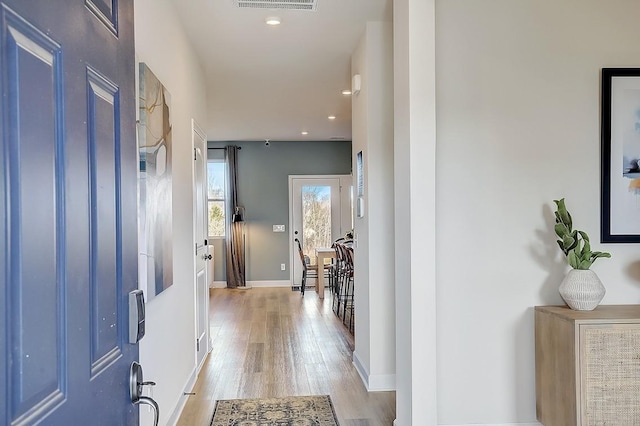 5046 Lawler Ln, Old Hickory, TN 37138 - hall featuring light wood-type flooring, visible vents, baseboards, and recessed lighting