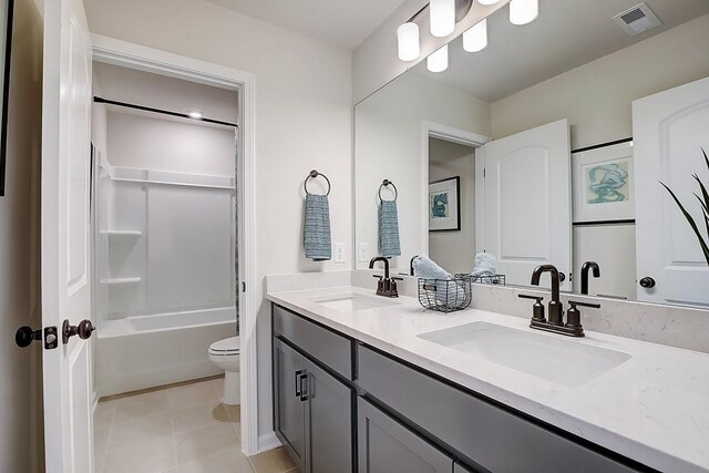 5046 Lawler Ln, Old Hickory, TN 37138 - bathroom featuring tile patterned floors, visible vents, a sink, and double vanity