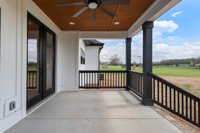 view of patio / terrace featuring a ceiling fan