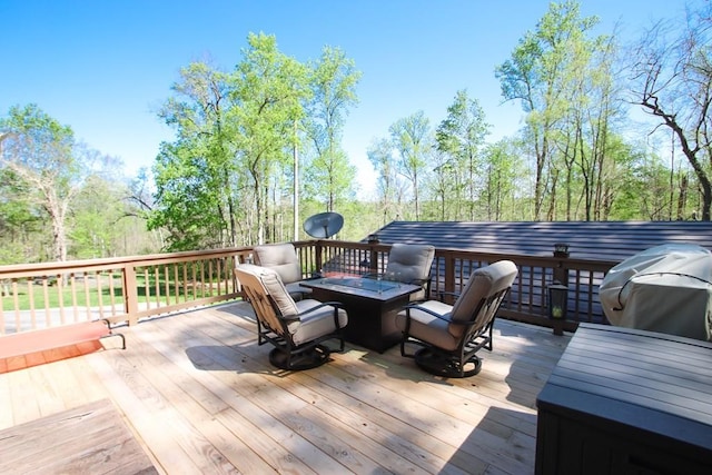 deck with a grill
