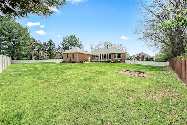 view of yard featuring a fenced backyard