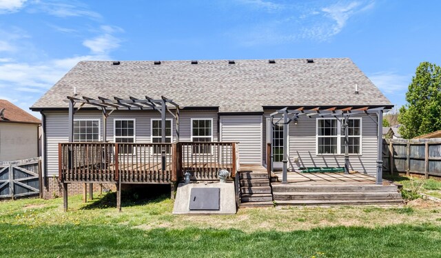 1995 General Neyland Dr, Clarksville, TN 37042 - rear view of house with a yard, fence, a wooden deck, and a pergola