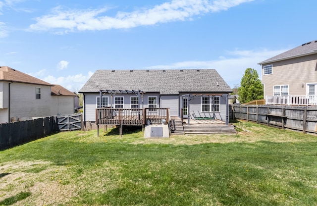 1995 General Neyland Dr, Clarksville, TN 37042 - back of house with a yard, a fenced backyard, a pergola, and a deck