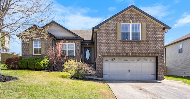 1995 General Neyland Dr, Clarksville, TN 37042 - view of front of house with an attached garage, concrete driveway, a front lawn, and brick siding