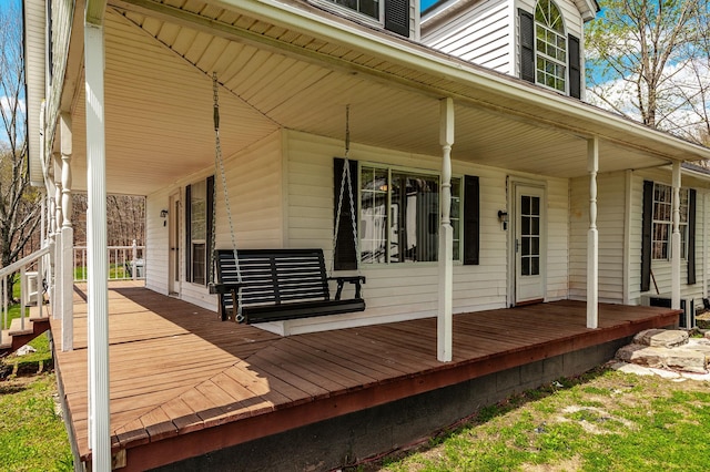 deck featuring a porch