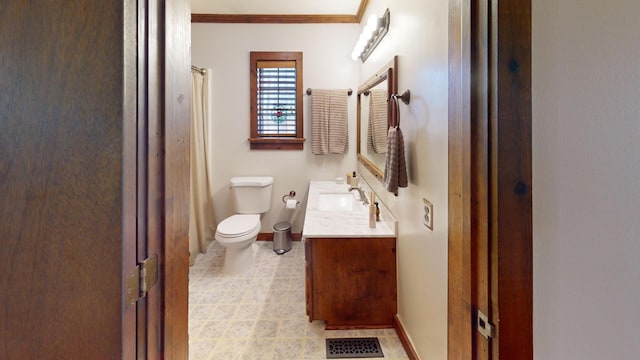 2519 Old Greenbrier Pike, Greenbrier, TN 37073 - full bath featuring vanity, baseboards, ornamental molding, toilet, and visible vents