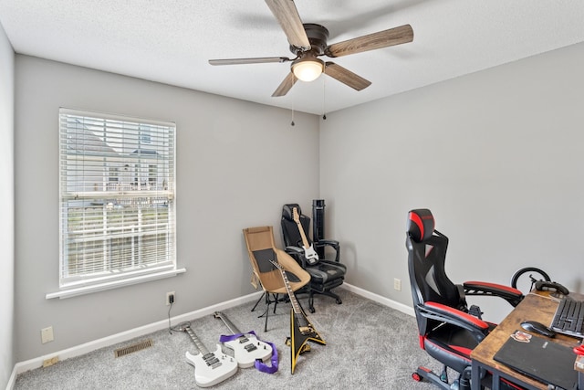 238 Kathleen Ct, Clarksville, TN 37043 - carpeted office with visible vents, baseboards, and a ceiling fan