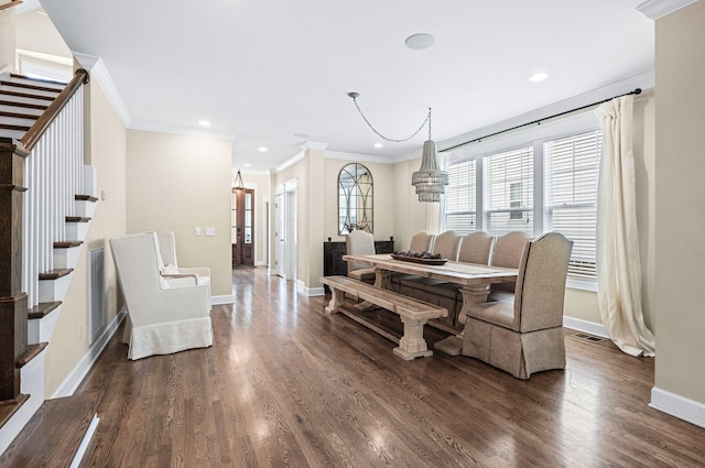 15 Westlawn Ct, Nashville, TN 37209 - dining space featuring crown molding, baseboards, and stairs