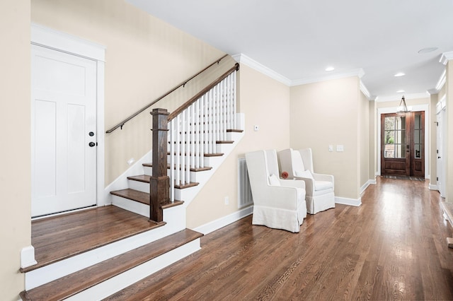15 Westlawn Ct, Nashville, TN 37209 - entryway featuring stairway, baseboards, crown molding, and wood finished floors