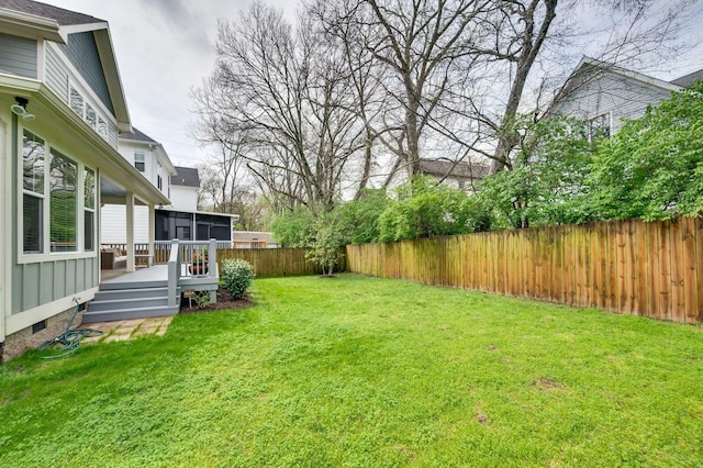 15 Westlawn Ct, Nashville, TN 37209 - view of yard featuring a sunroom, a fenced backyard, and a deck