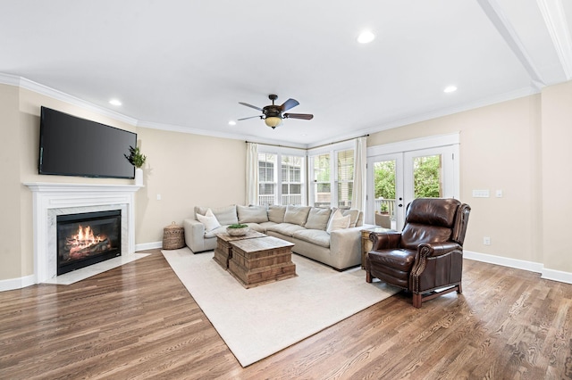 15 Westlawn Ct, Nashville, TN 37209 - living area featuring ceiling fan, ornamental molding, and wood finished floors