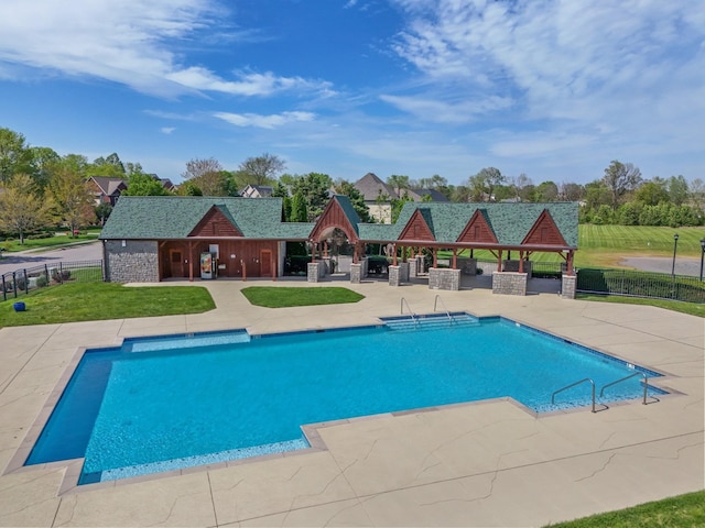 1702 Stoney Hill Ln, Spring Hill, TN 37174 - pool with a gazebo, a yard, a patio, and fence