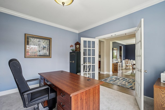 1702 Stoney Hill Ln, Spring Hill, TN 37174 - office with baseboards, crown molding, and french doors