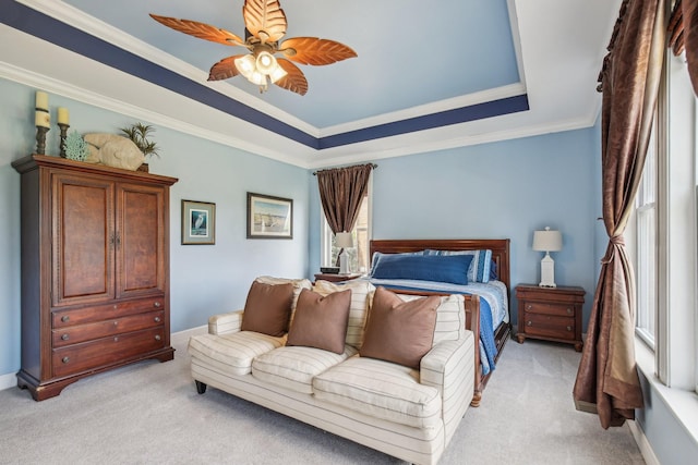 1702 Stoney Hill Ln, Spring Hill, TN 37174 - bedroom with a tray ceiling, light carpet, baseboards, and crown molding