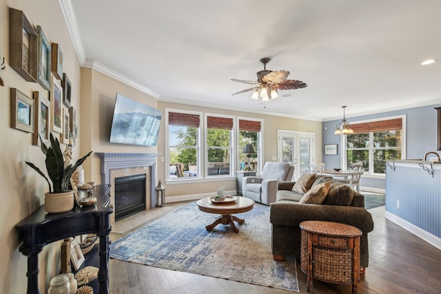 1702 Stoney Hill Ln, Spring Hill, TN 37174 - living room with a high end fireplace, a wealth of natural light, and crown molding
