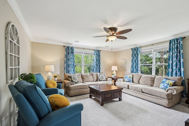 1702 Stoney Hill Ln, Spring Hill, TN 37174 - living area with carpet floors, ceiling fan, and ornamental molding