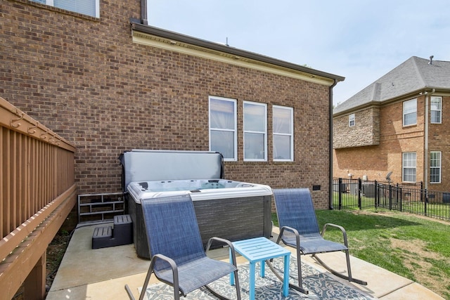 1702 Stoney Hill Ln, Spring Hill, TN 37174 - view of patio / terrace featuring central AC, a hot tub, and fence