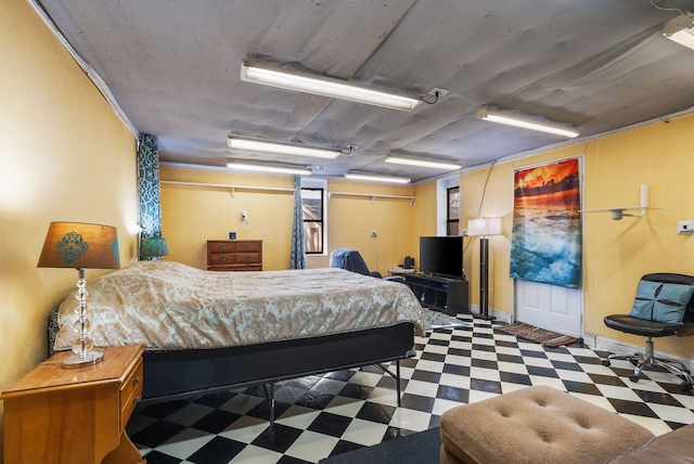 bedroom with tile patterned floors
