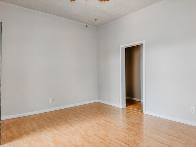 503 E Market St, Lebanon, TN 37087 - spare room featuring baseboards, light wood-type flooring, a textured ceiling, crown molding, and ceiling fan