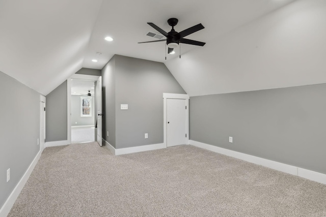 10015 Charleston Dr, Lyles, TN 37098 - additional living space featuring carpet, vaulted ceiling, and a ceiling fan