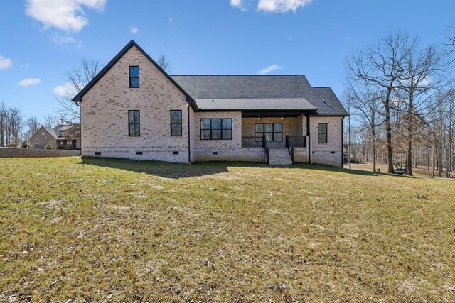 10015 Charleston Dr, Lyles, TN 37098 - rear view of house featuring crawl space, a yard, and brick siding