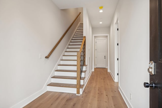 3207B Long Blvd, Nashville, TN 37203 - stairway featuring wood finished floors, baseboards, and recessed lighting