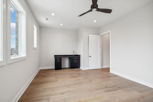 3207B Long Blvd, Nashville, TN 37203 - unfurnished bedroom featuring light wood-type flooring, baseboards, recessed lighting, a ceiling fan, and visible vents