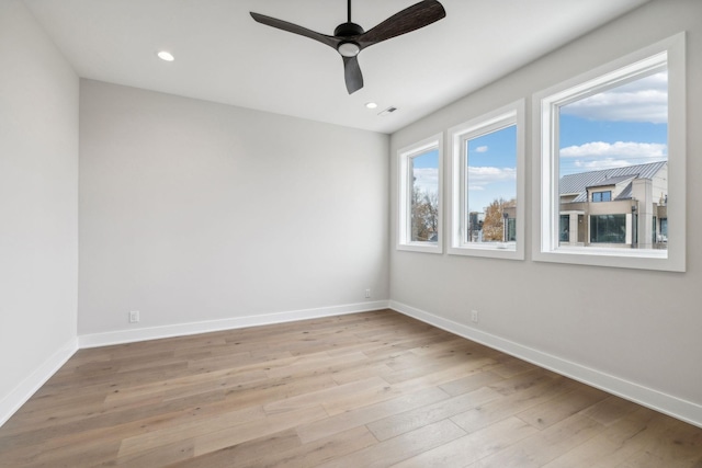 3207B Long Blvd, Nashville, TN 37203 - spare room with baseboards, light wood-type flooring, ceiling fan, and recessed lighting