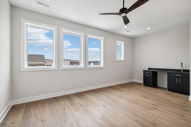 3207B Long Blvd, Nashville, TN 37203 - interior space featuring light wood-style floors, ceiling fan, visible vents, recessed lighting, and baseboards
