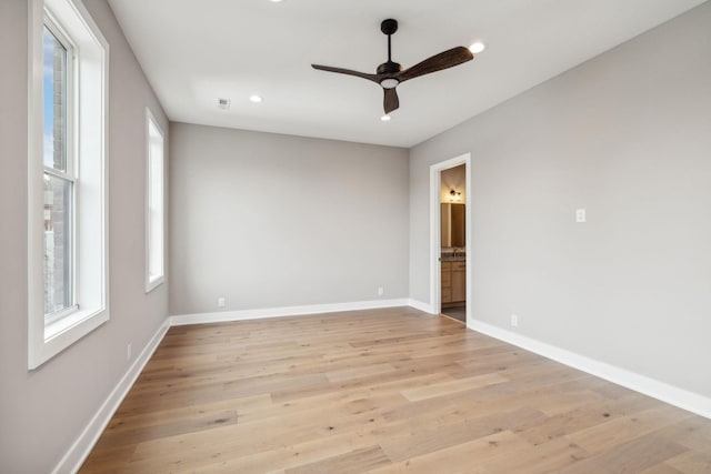 3207B Long Blvd, Nashville, TN 37203 - spare room with light wood-style floors, ceiling fan, baseboards, and recessed lighting