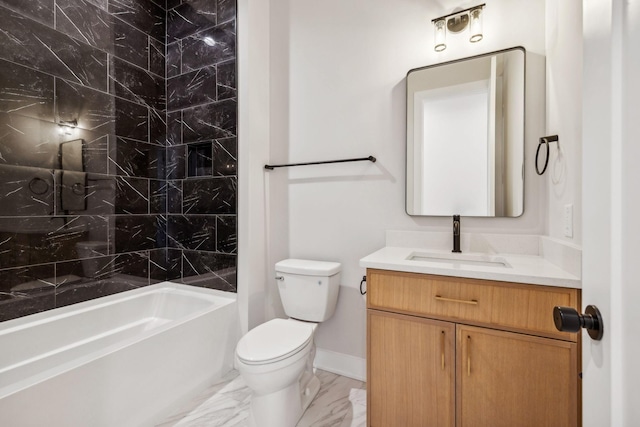 3207B Long Blvd, Nashville, TN 37203 - bathroom with vanity, marble finish floor, toilet, and shower / washtub combination