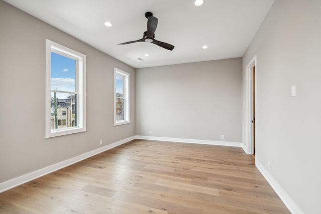 3207B Long Blvd, Nashville, TN 37203 - empty room featuring light wood-type flooring, ceiling fan, recessed lighting, and baseboards