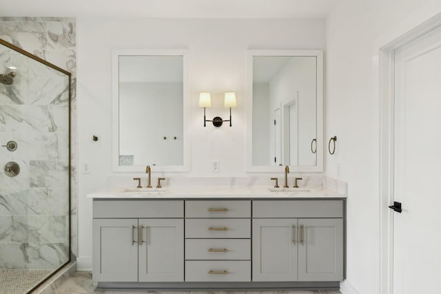 112 Shadow Springs Dr, Brentwood, TN 37027 - full bath with marble finish floor, a sink, and a marble finish shower