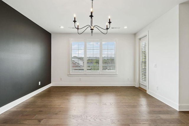 112 Shadow Springs Dr, Brentwood, TN 37027 - unfurnished dining area with recessed lighting, visible vents, baseboards, and an inviting chandelier