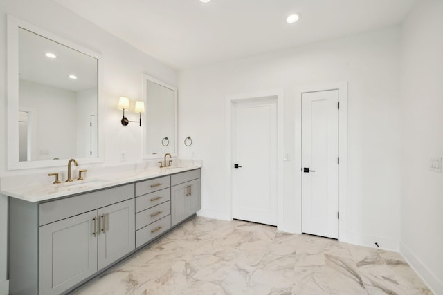 112 Shadow Springs Dr, Brentwood, TN 37027 - full bathroom with a sink, recessed lighting, and marble finish floor