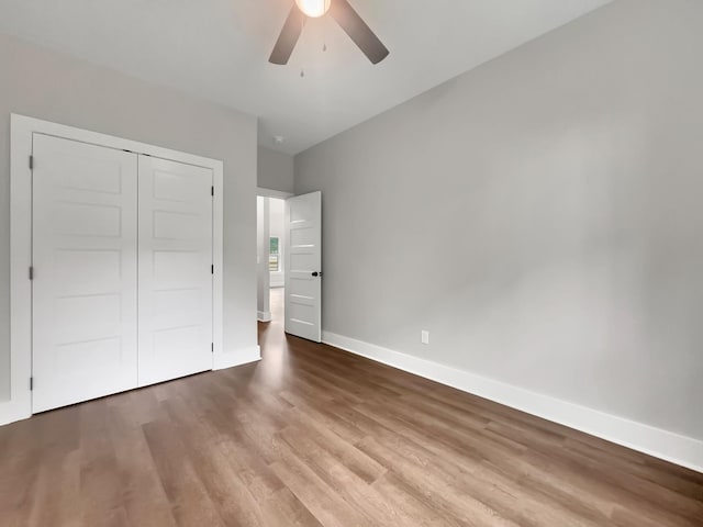 4 Young Branch Rd, Dixon Springs, TN 37057 - unfurnished bedroom featuring wood finished floors, a closet, and ceiling fan