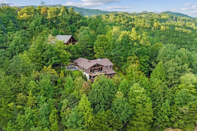 aerial view with a wooded view