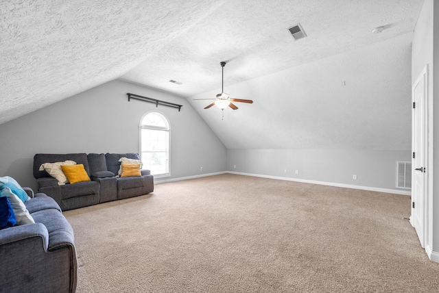 580 Mountain View Dr, Clarksville, TN 37043 - interior space featuring lofted ceiling, a ceiling fan, visible vents, and carpet floors
