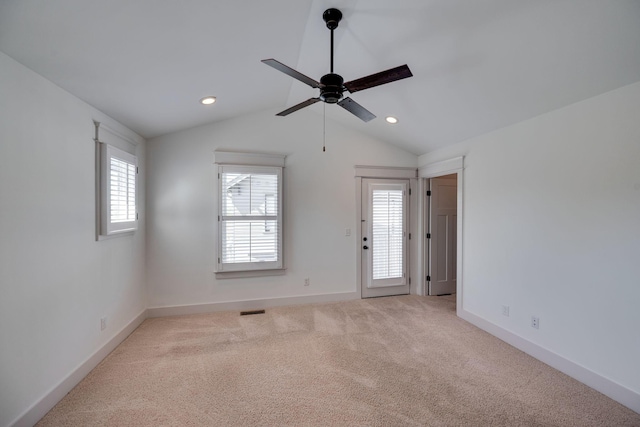 509D Chesterfield Ave, Nashville, TN 37212 - carpeted spare room featuring recessed lighting, ceiling fan, baseboards, and lofted ceiling