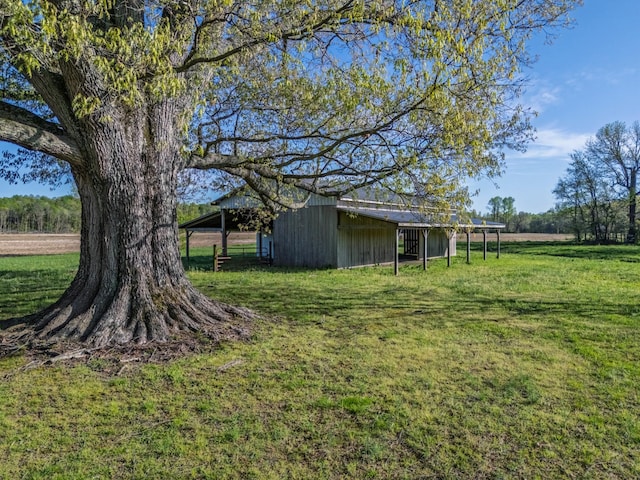 view of yard with an outbuilding