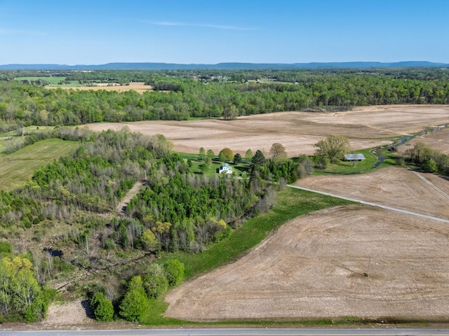 birds eye view of property with a forest view