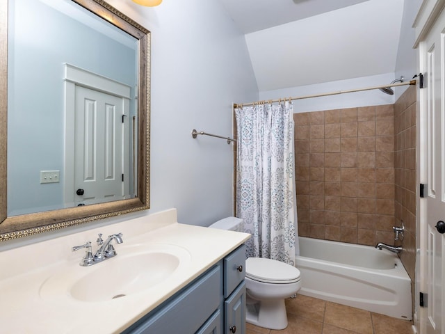 1698 Burke Hollow Rd, Nolensville, TN 37135 - bathroom with toilet, tile patterned floors, vanity, and shower / bath combination with curtain
