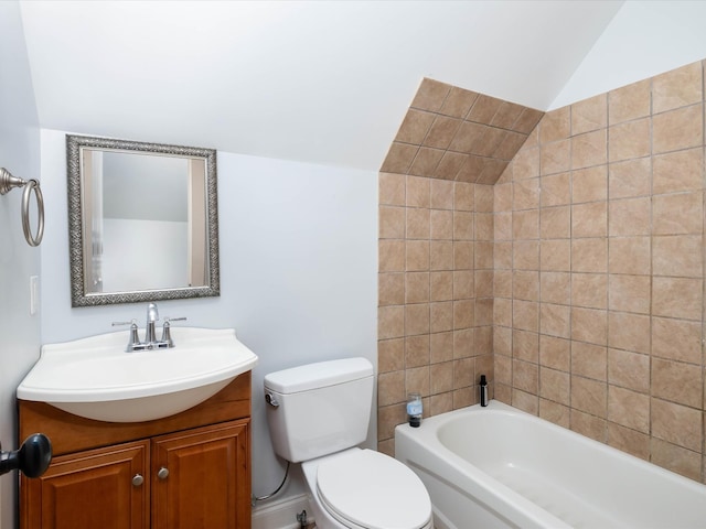 1698 Burke Hollow Rd, Nolensville, TN 37135 - full bath with toilet, vanity, vaulted ceiling, and tub / shower combination
