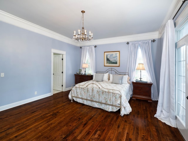 1698 Burke Hollow Rd, Nolensville, TN 37135 - bedroom with a notable chandelier, multiple windows, crown molding, and wood finished floors