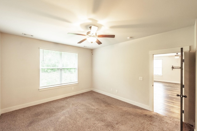 224 Griffin Ln, Gallatin, TN 37066 - spare room featuring baseboards, a ceiling fan, visible vents, and carpet floors