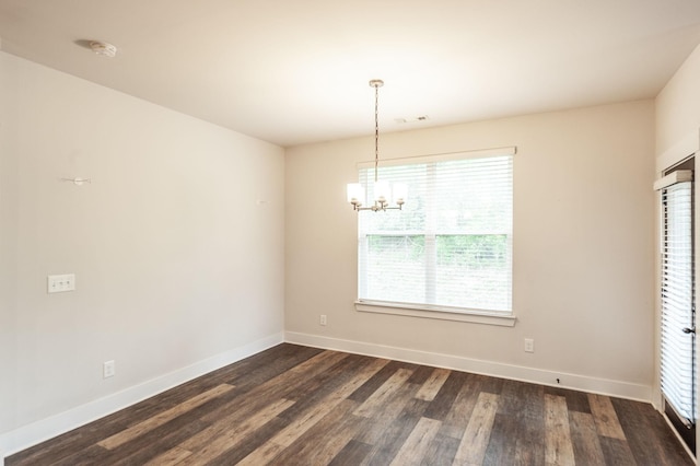 224 Griffin Ln, Gallatin, TN 37066 - unfurnished dining area featuring baseboards, dark wood-style flooring, a notable chandelier, and visible vents