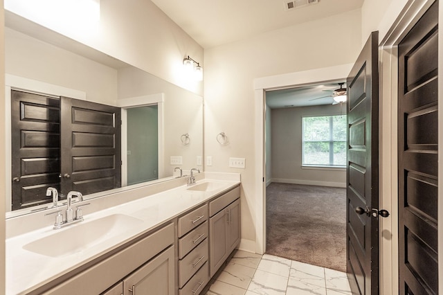 224 Griffin Ln, Gallatin, TN 37066 - full bath featuring marble finish floor, a sink, a ceiling fan, and baseboards
